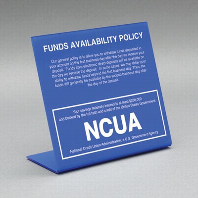 Funds Availability Sign w/ NCUA Logo (Electronic Deposits Copy - 2nd Business Day)